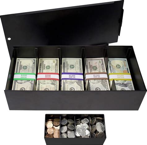 Nadex Lockable Metal 5 Compartment Currency Tray with Coin 